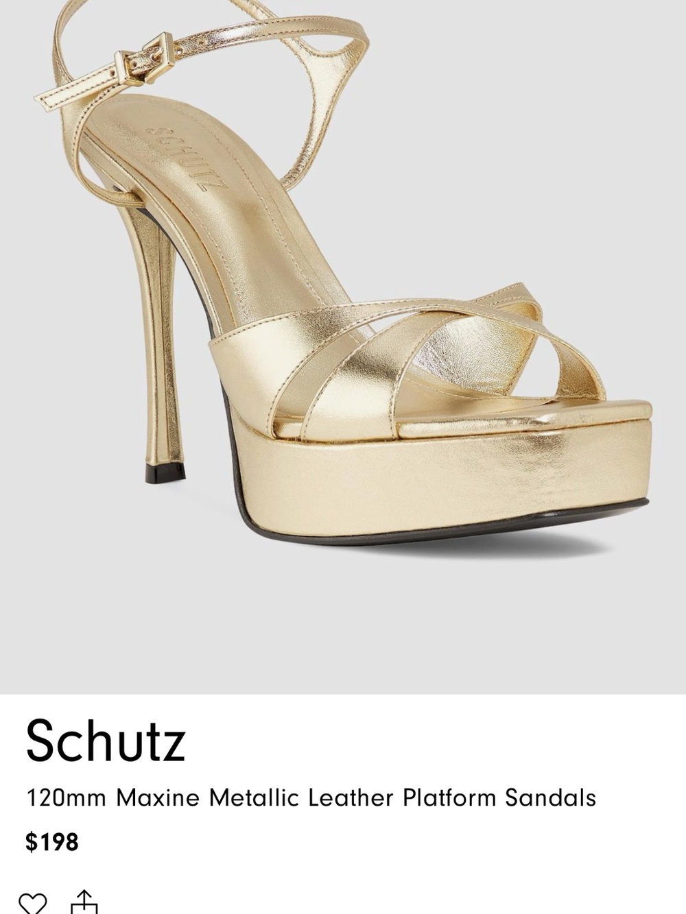 NEW! SCHUTZ Metallic Gold Leather Platform Sandals